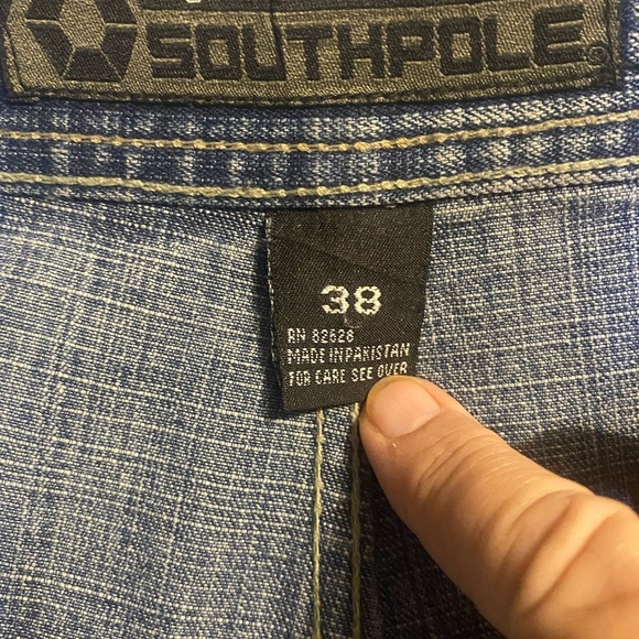 Y2K Red Tag SouthPole Baggy 3180 Jean Mid Blue Fade High Rise Zip Plus Size 38 - Picture 3 of 10